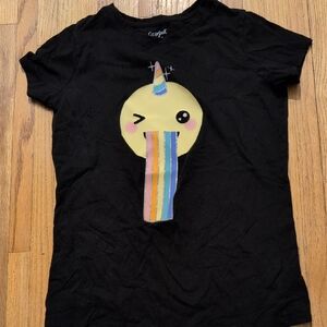 Cat & Jack Black Tee with Emoji and Party Hat